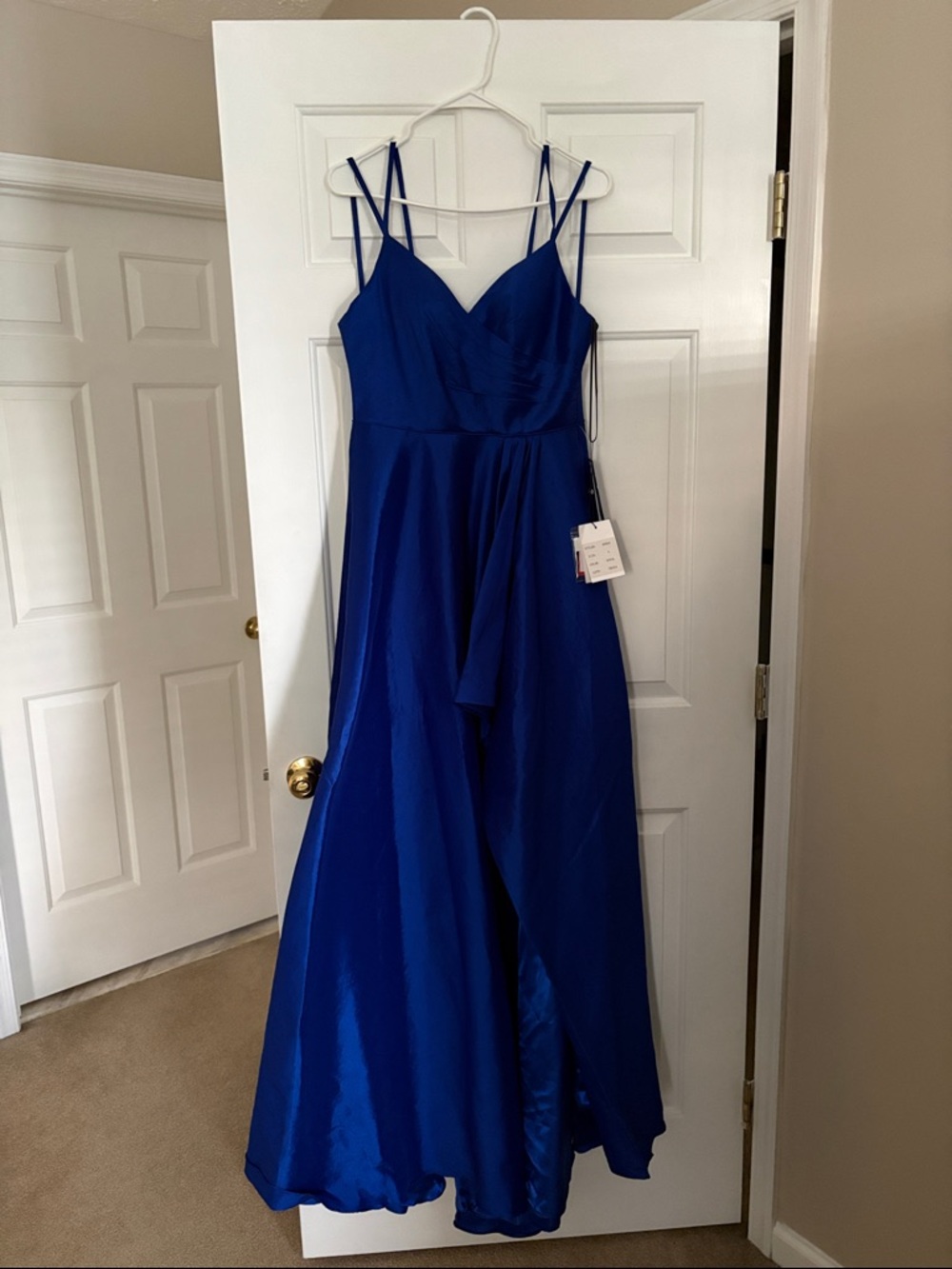 Elegant Royal Blue Spaghetti-Strap Evening Dress